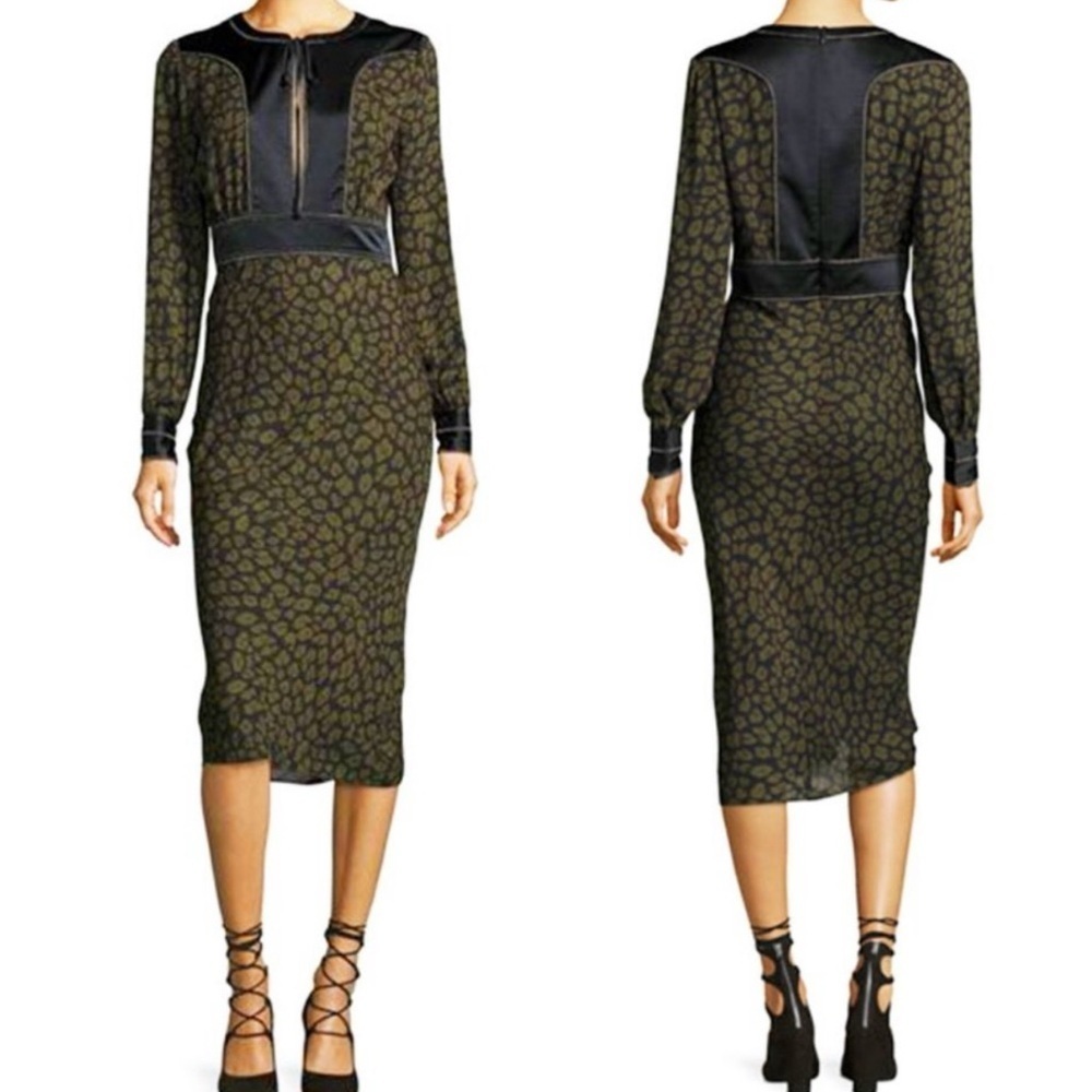 Veronica Beard Olive Green Silk Drifter Dress